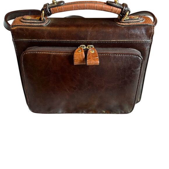 Vintage 1980’s Belle Rose Leather Handbag Very Good Condition Brown/Tan Spacious - Picture 3 of 15